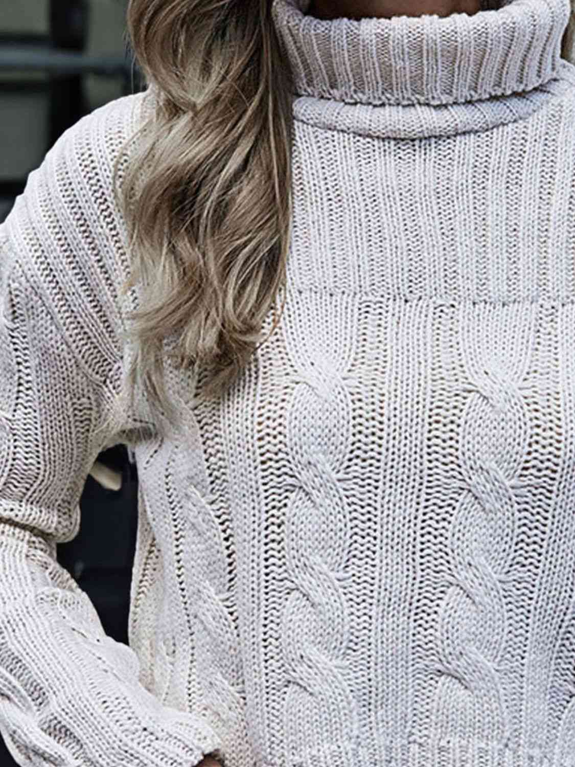 Cable-Knit Turtleneck Sweater