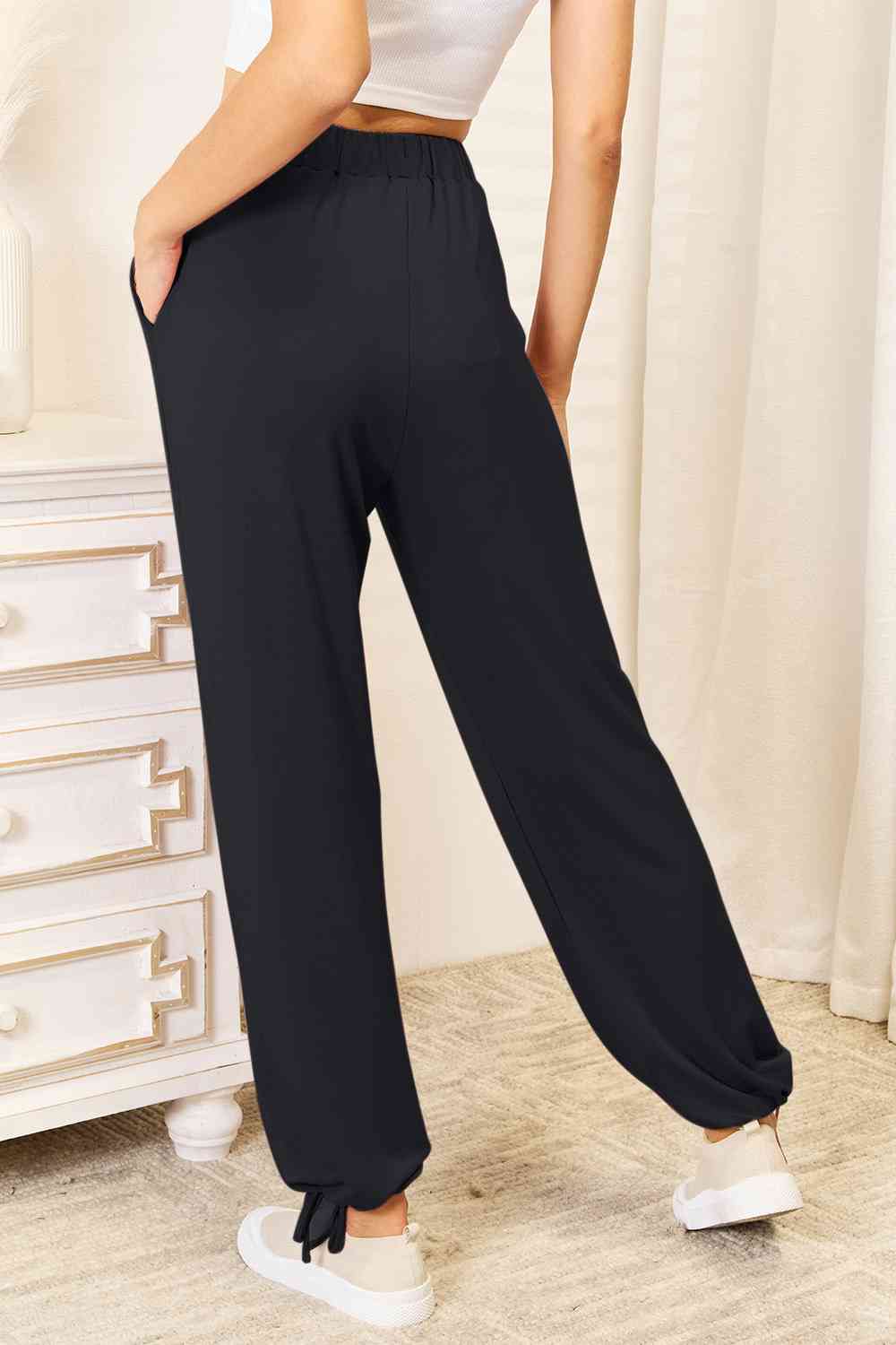 Soft Rayon Drawstring Waist Pants with Pockets